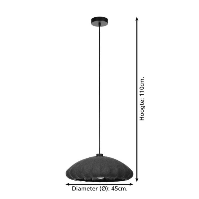 Grey pendant light fabric, Benji
