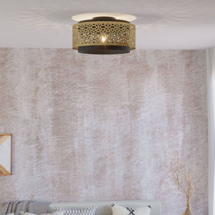 Brass retro ceiling light steel, Quincy