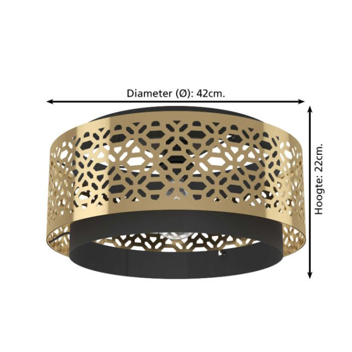 Brass retro ceiling light steel, Quincy