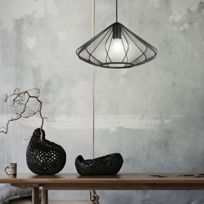 Black industrial pendant light steel, Agnese