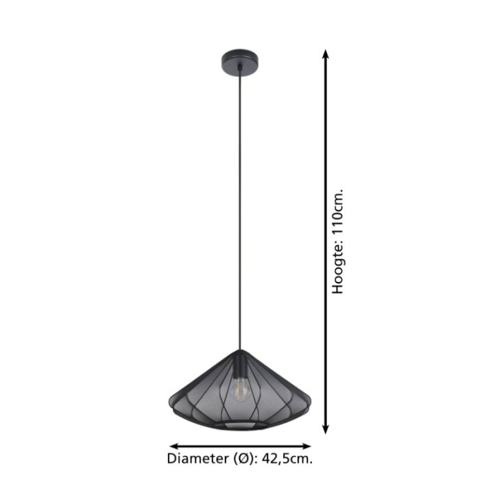 Black industrial pendant light steel, Agnese