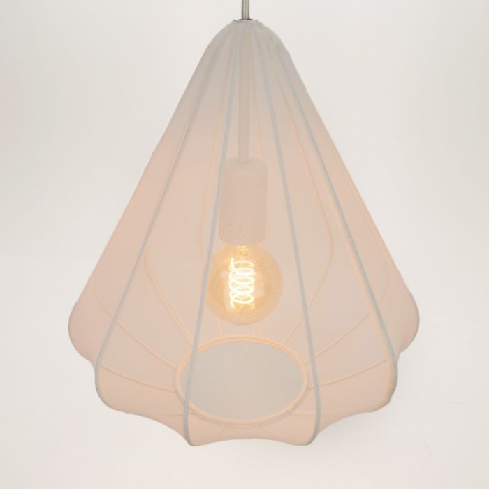 White industrial pendant light steel, Agnese