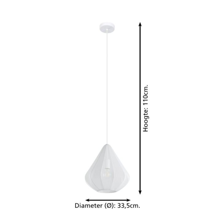 White industrial pendant light steel, Agnese