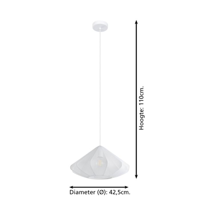 White industrial pendant light steel, Agnese