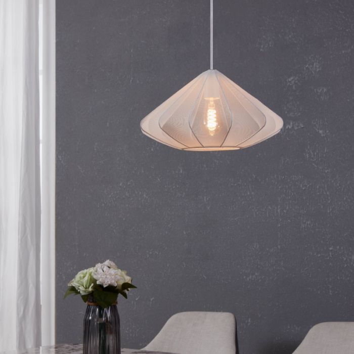White industrial pendant light steel, Agnese