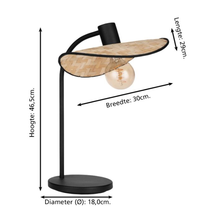 Brown rustic table lamp wood, Jillah, with switch