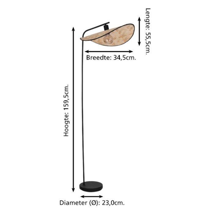 Brown rustic floor lamp wood, Jillah, with switch