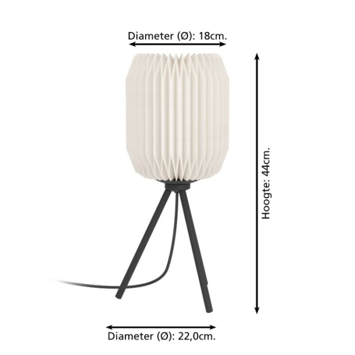 Paper table lamp white, Kars, with switch
