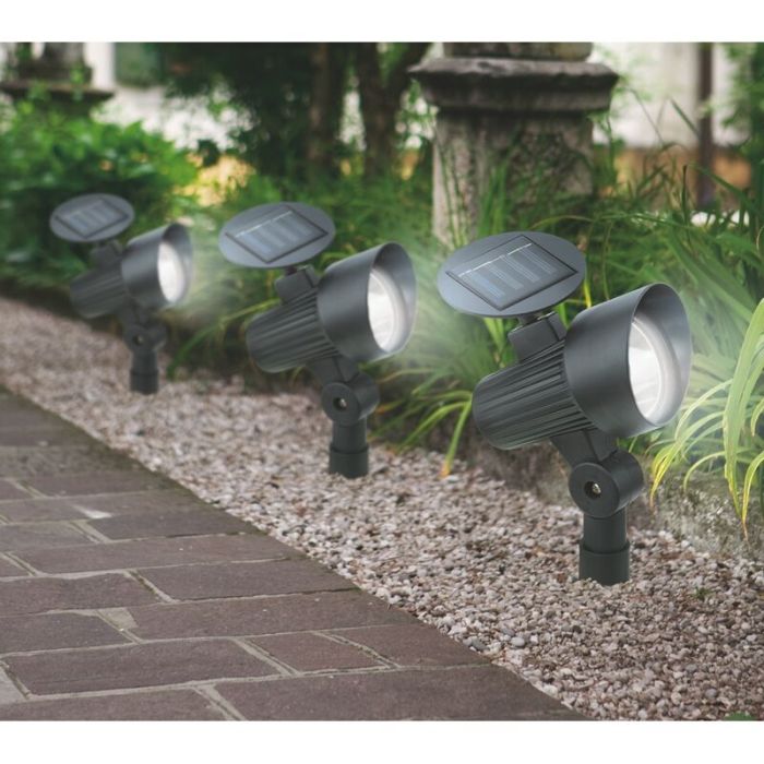 Black garden spike light plastic, Zora, 1W, 3000K LED, IP44, with switch