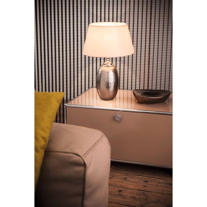 Nickel retro table lamp without shade aluminium, Abdel, with switch