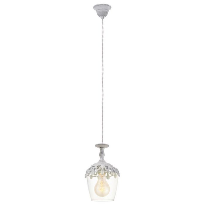 White rustic pendant light glass, Fredda