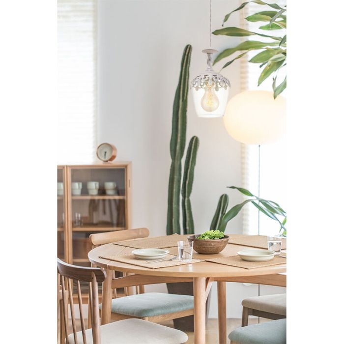 White rustic pendant light glass, Fredda