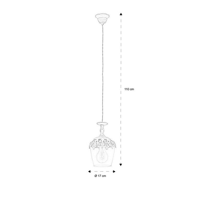 White rustic pendant light glass, Fredda