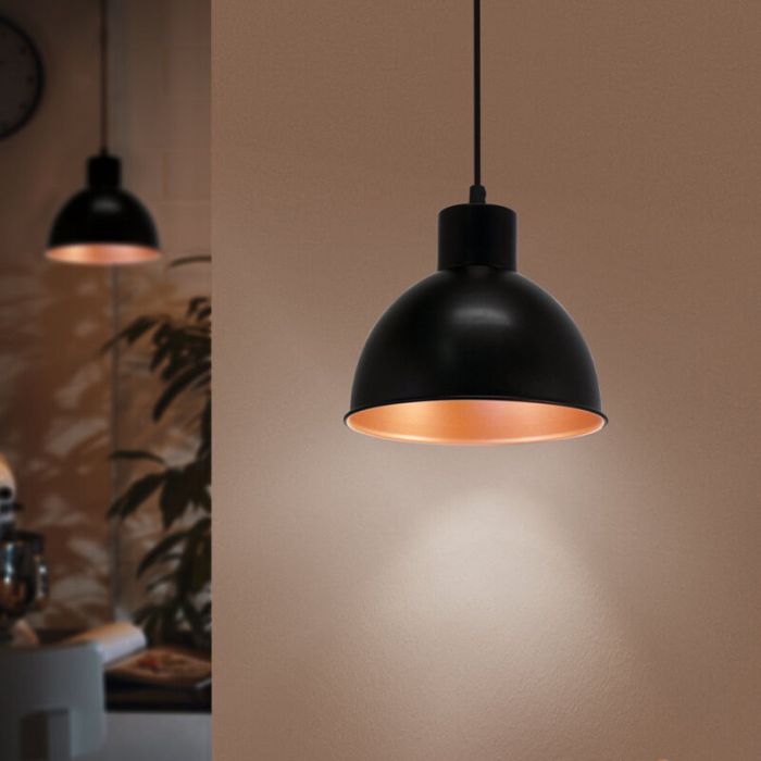 Black industrial pendant light metal, Liana