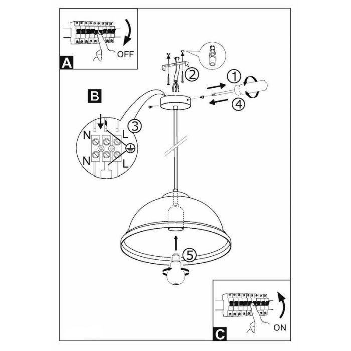 Copper industrial dome pendant light metal, Liana