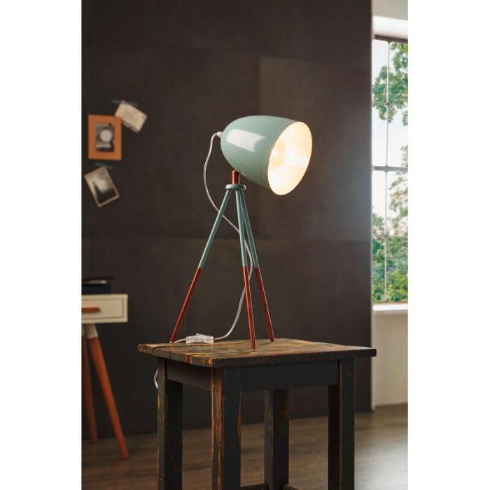 Green industrial table lamp metal, Jezebel, with switch