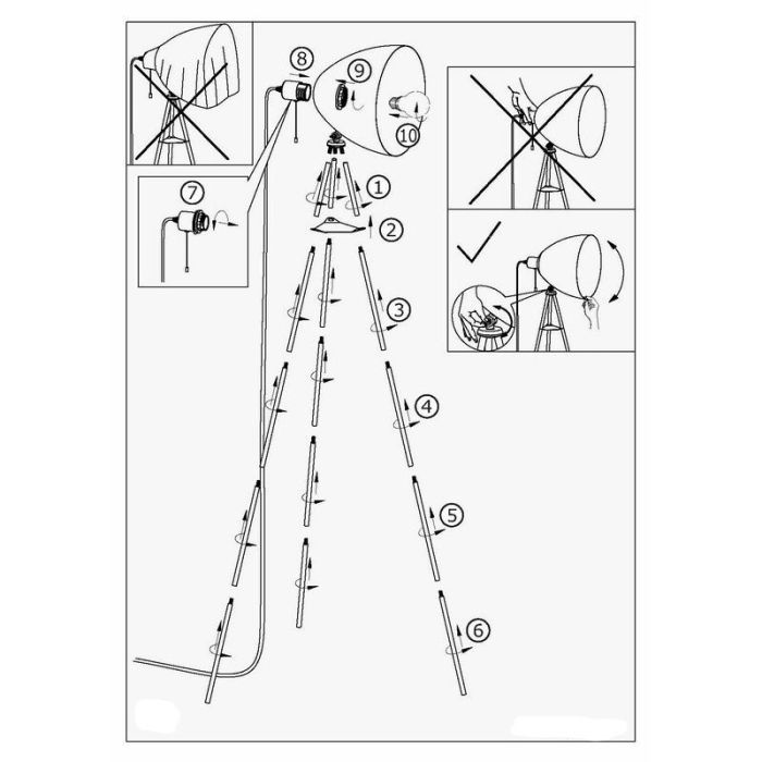 Green industrial tripod floor lamp metal, Jezebel, with pull switch