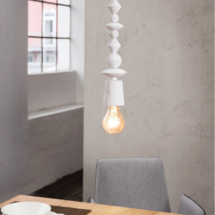 Wood pendant light white, Abel
