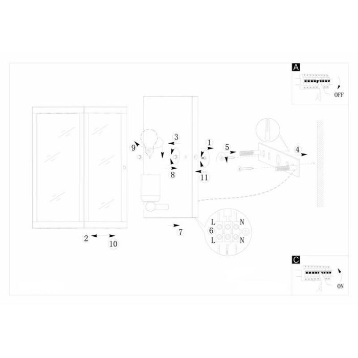 Black industrial wall light steel, Yagmur