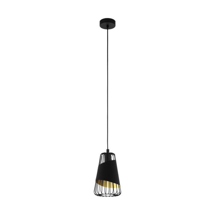 Black retro pendant light metal, Joost