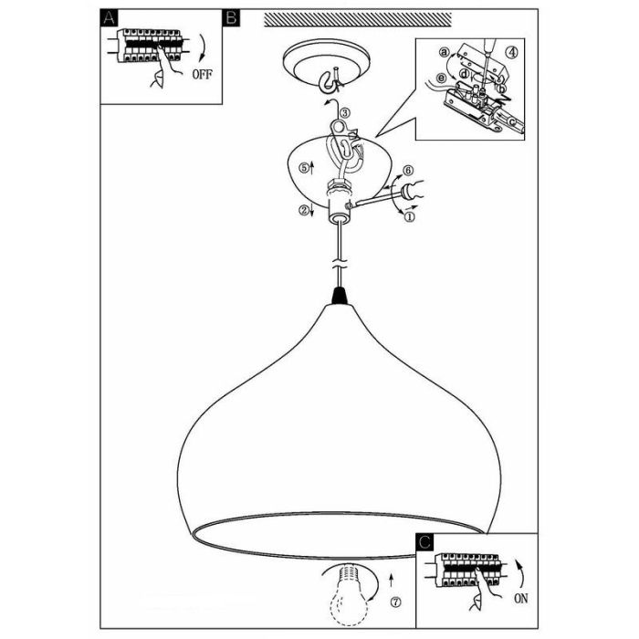 Copper retro pendant light metal, Ancone