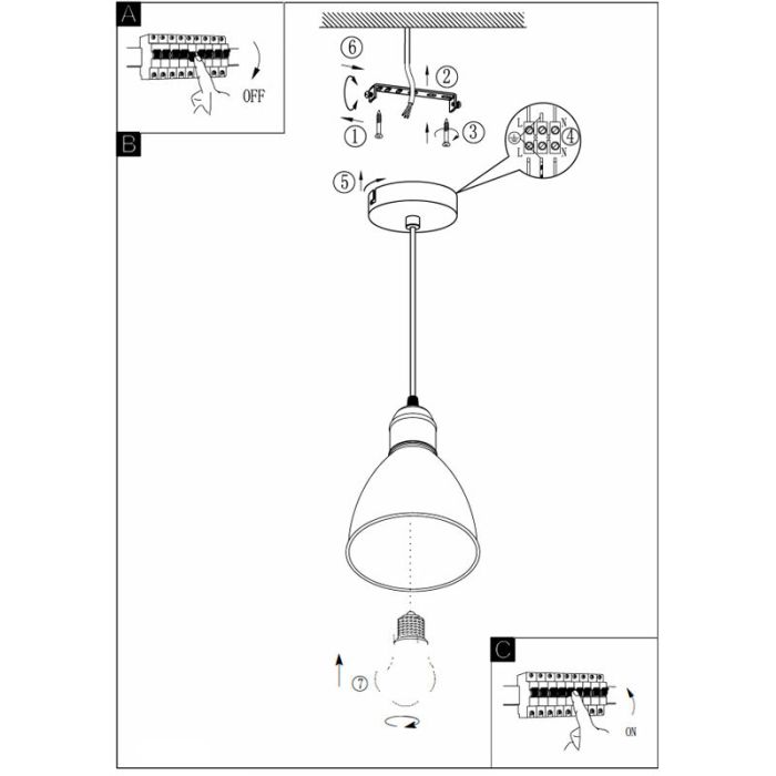 Black industrial pendant light metal, Lavinio