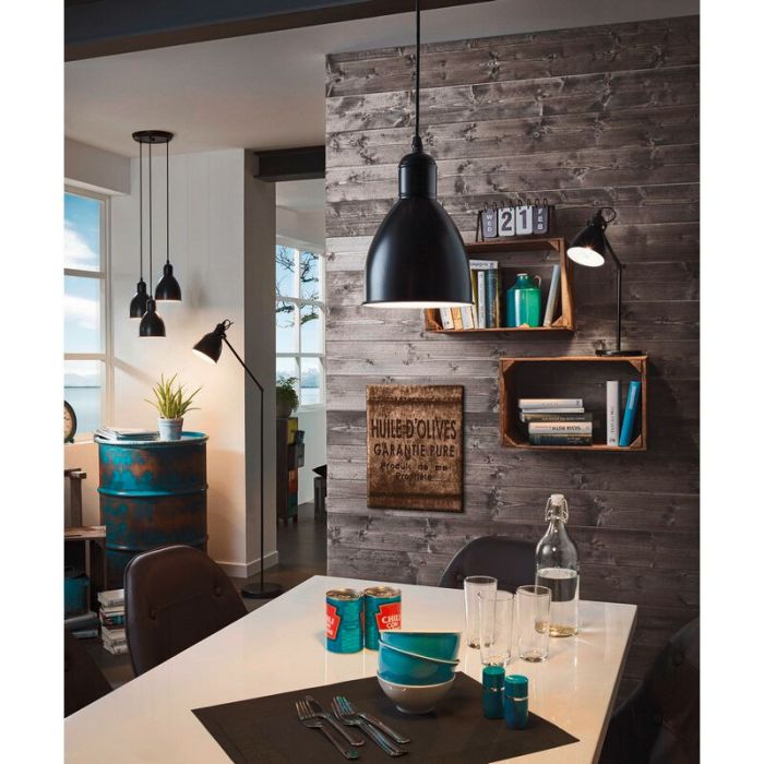 Black industrial table lamp metal, Lavinio, with switch