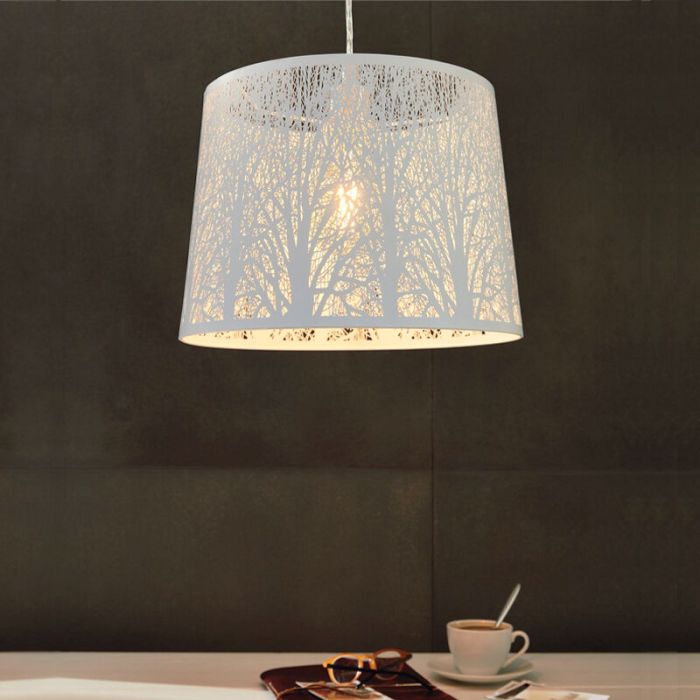 White rustic pendant light steel, Nika