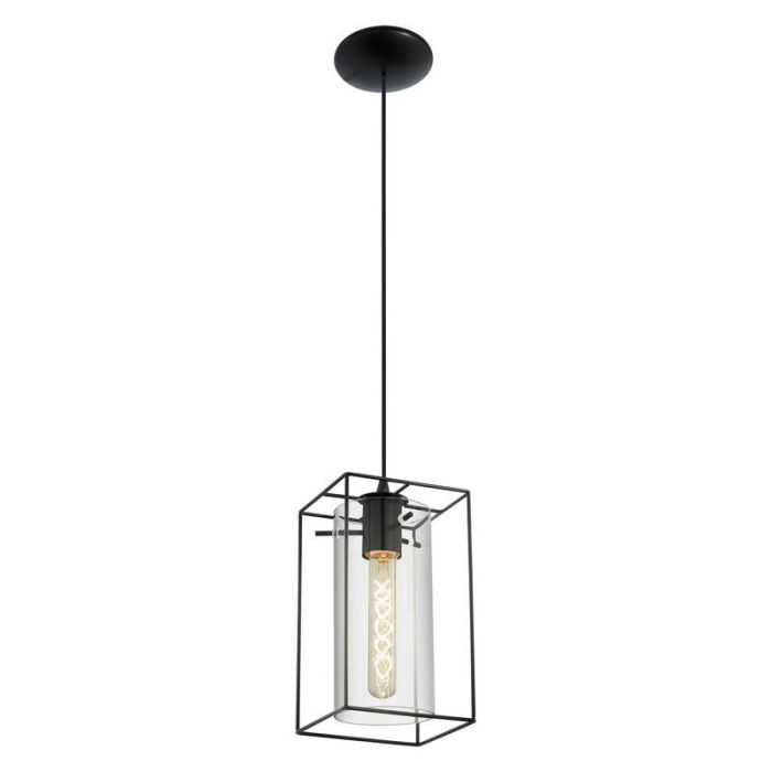 Black industrial pendant light glass, Aprica