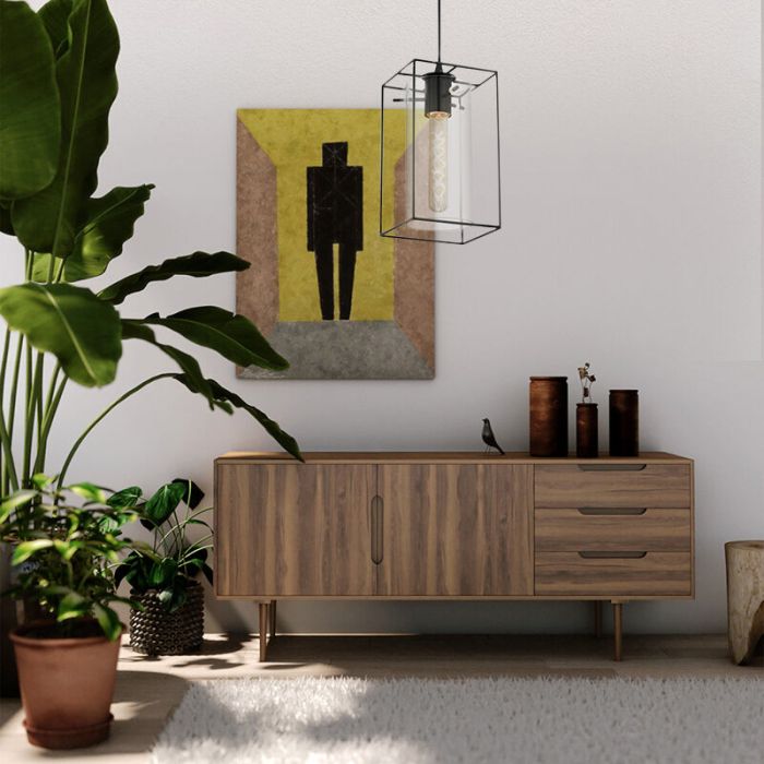 Black industrial pendant light glass, Aprica