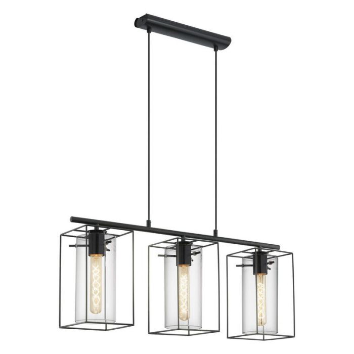 Black industrial pendant light glass, Aprica