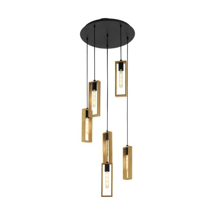 Wood pendant light brown, Elroy