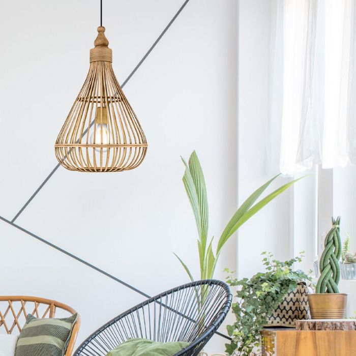 Rustic pendant light wood, Firenze