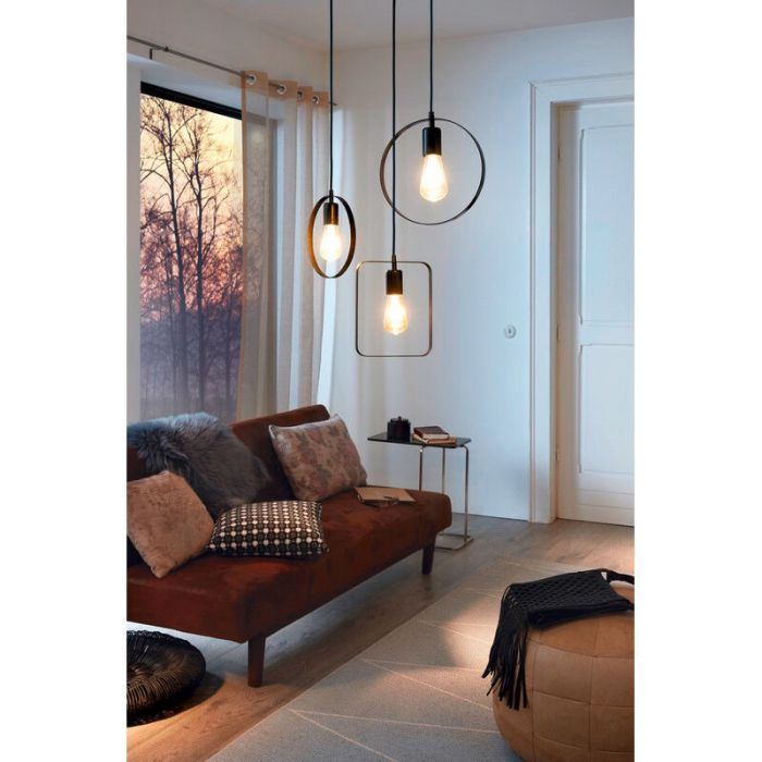 Black retro pendant light metal, Aida