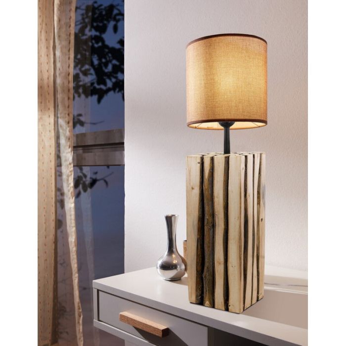 Wood table lamp without shade brown, Kick, with switch