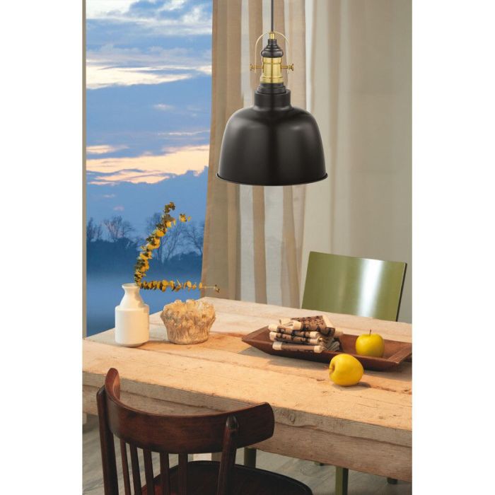 Black retro pendant light metal, Alain