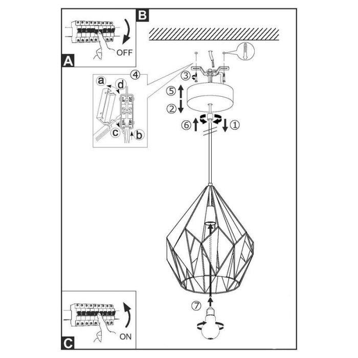 Black modern pendant light metal, Acri