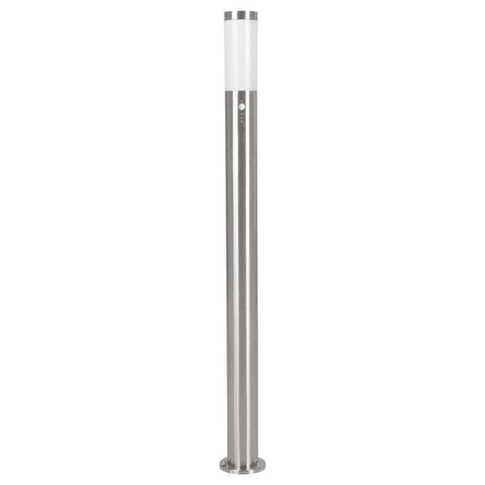 Silver outdoor floor lamp with dusk to dawn sensor plastic, Carlein, IP44
