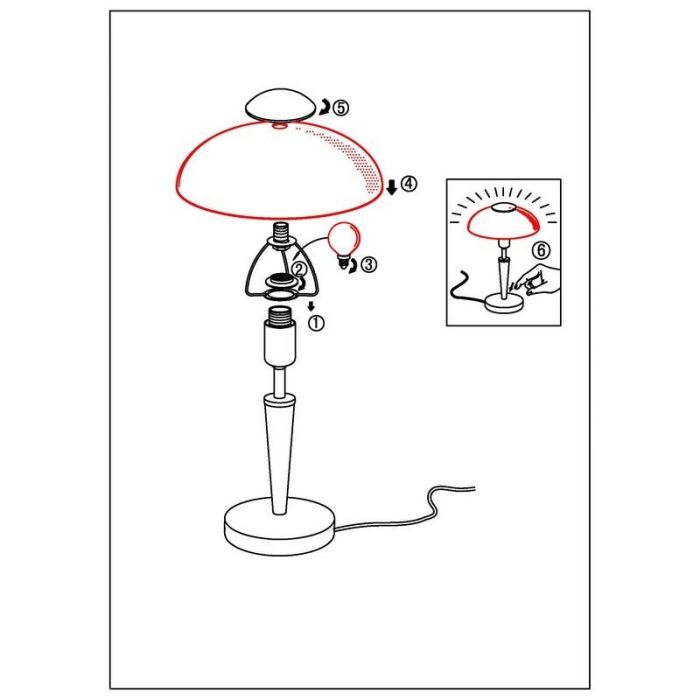 Nickel classic table lamp glass, Miam, with touch dimmer