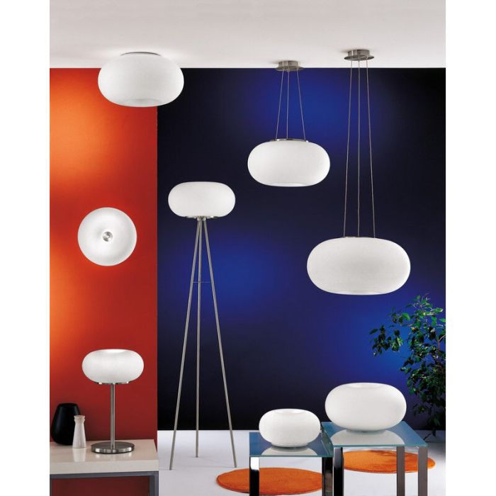 Nickel design flush ceiling light glass, Skyler