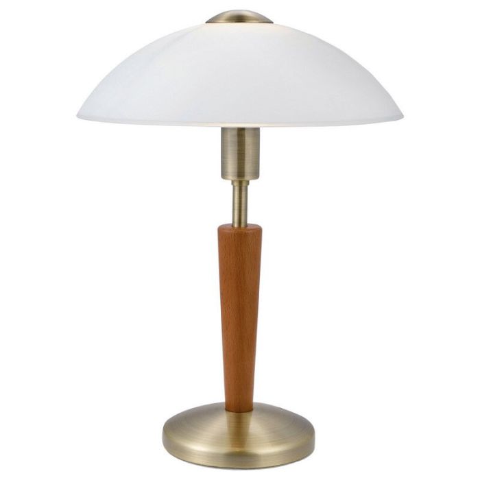 Bronze classic table lamp wood, Miam, with touch dimmer