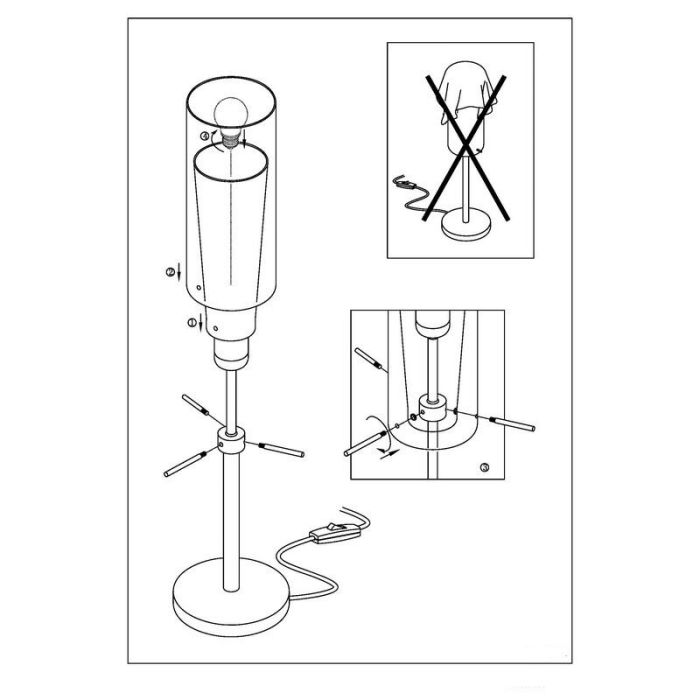 Chrome design table lamp glass, Barceno, with switch