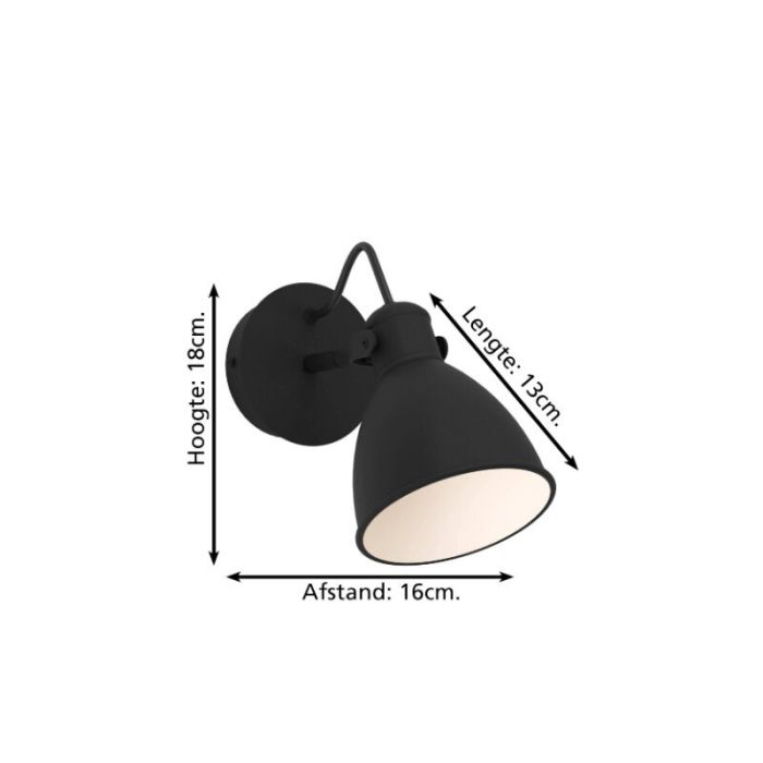 Black bathroom wall light steel, Priscilla, IP44