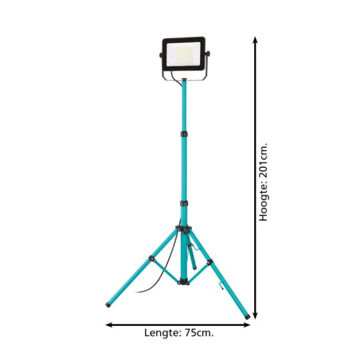 Blue work light aluminium, Angelos, 100W, 4000K LED, IP65, with switch