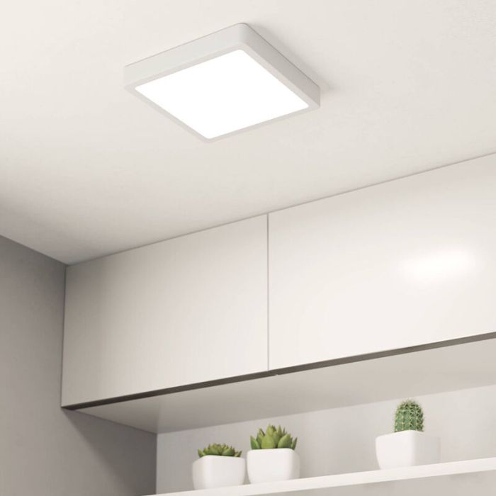 White bathroom ceiling light plastic, Geraldo, 17W, 3000K LED, IP44