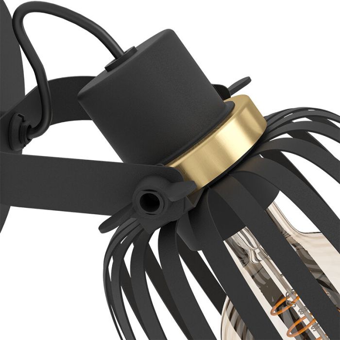Black industrial wall spotlight steel, Giovanni