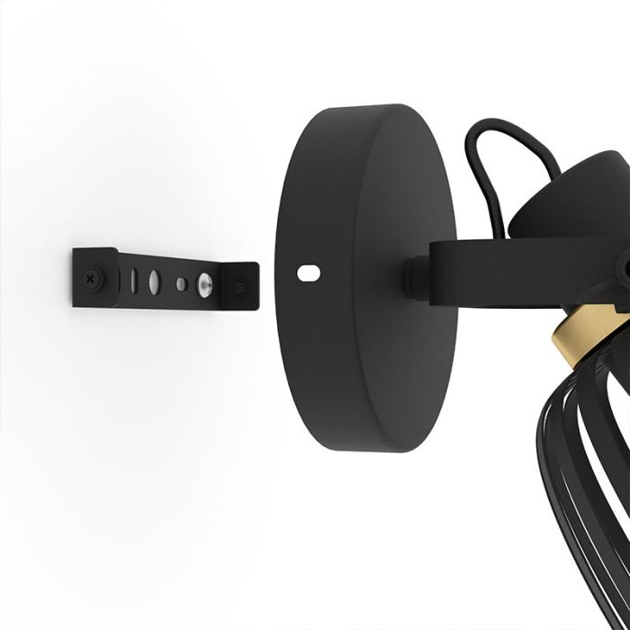 Black industrial wall spotlight steel, Giovanni