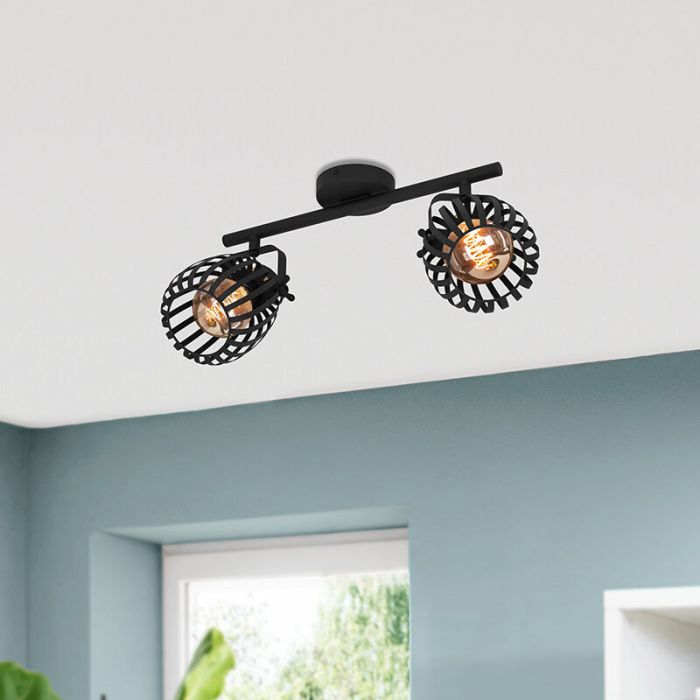 Black industrial ceiling spotlight steel, Giovanni