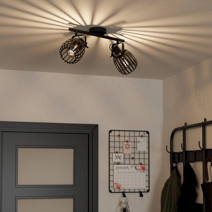 Black industrial ceiling spotlight steel, Giovanni