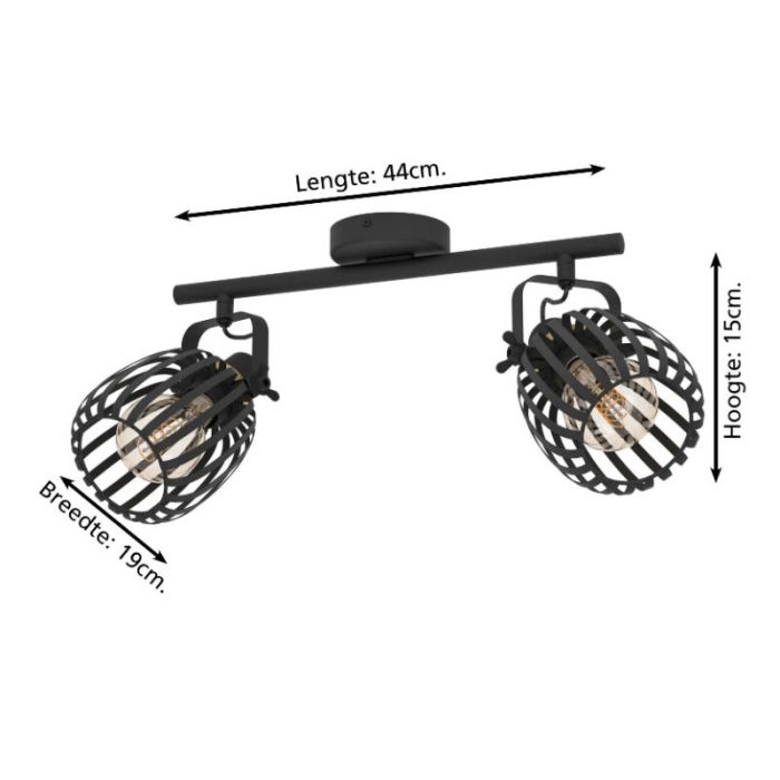 Black industrial ceiling spotlight steel, Giovanni